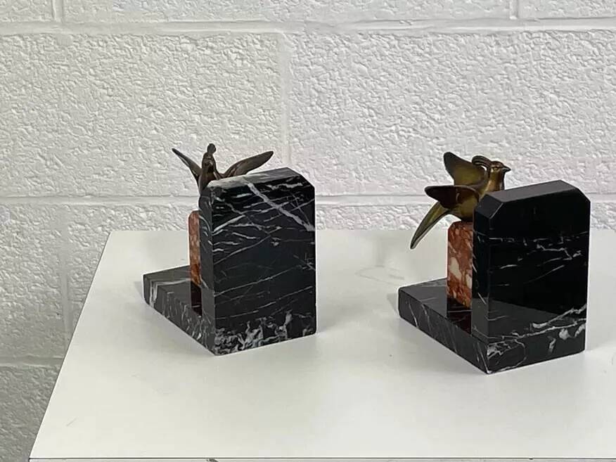 Vintage marble and brass bookend