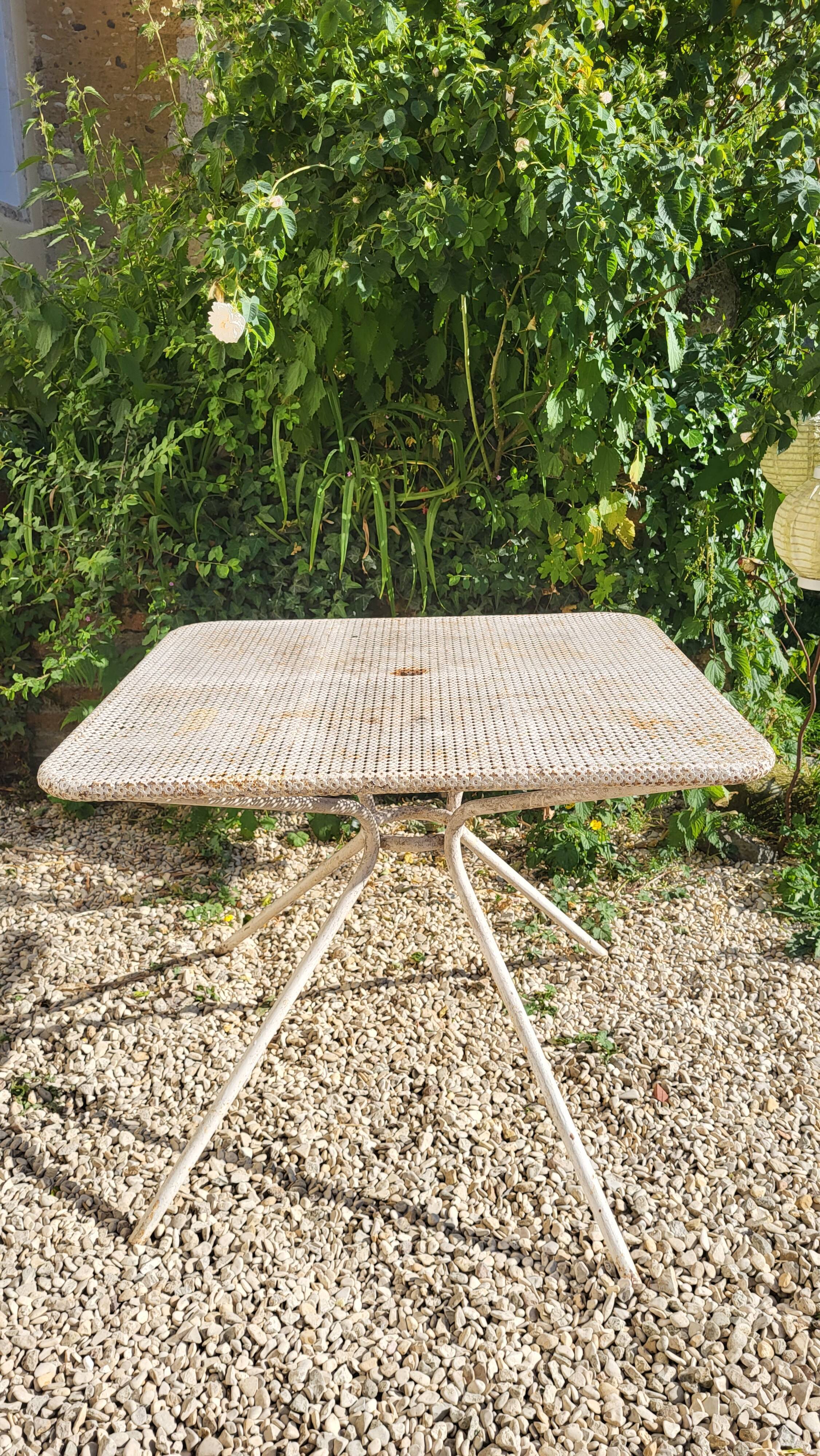 Perforated sheet metal garden table