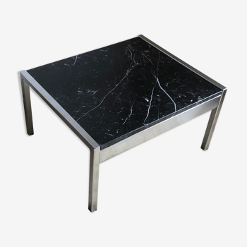 Table basse en marbre et inox design 1970