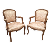 Paire de fauteuils tapissés de style Louis XV