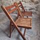 Pair of vintage French folding chairs – 1970s – beech wood chairs – rustic seats