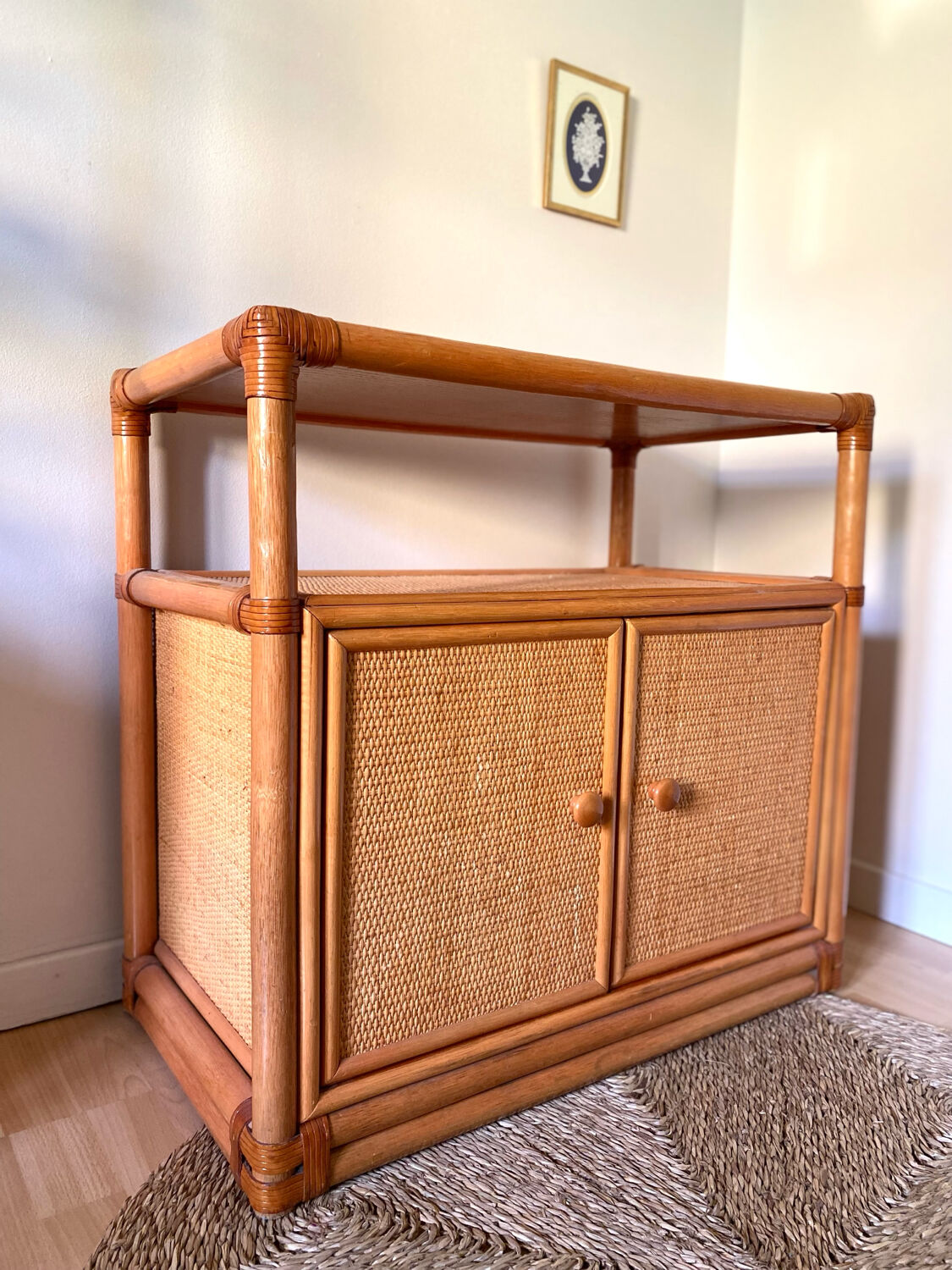 Vintage rattan and cane sideboard