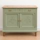 Antique art deco buffet in solid oak – pure lizard green & paint and natural wood – 121 cm