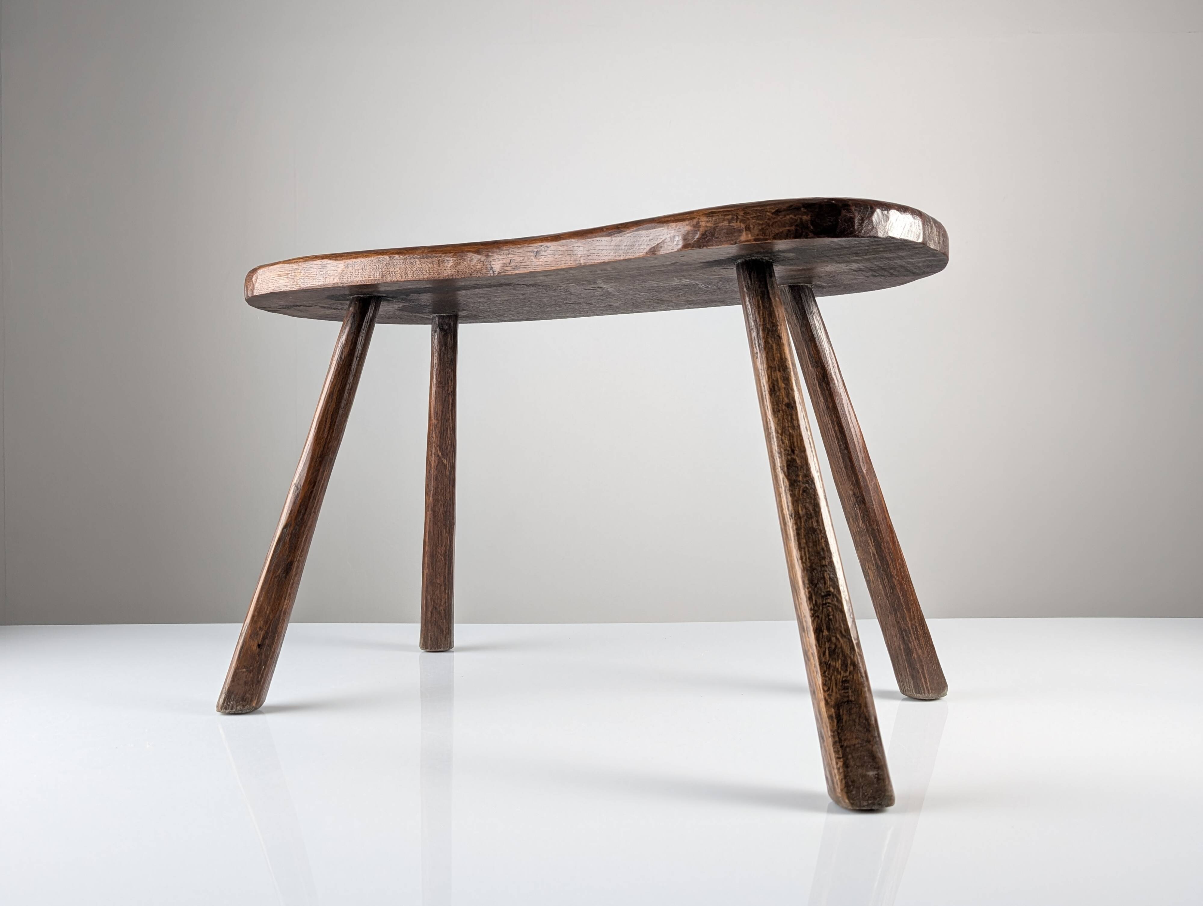 Rustic hand-carved wooden bench with organic shape, 1940s