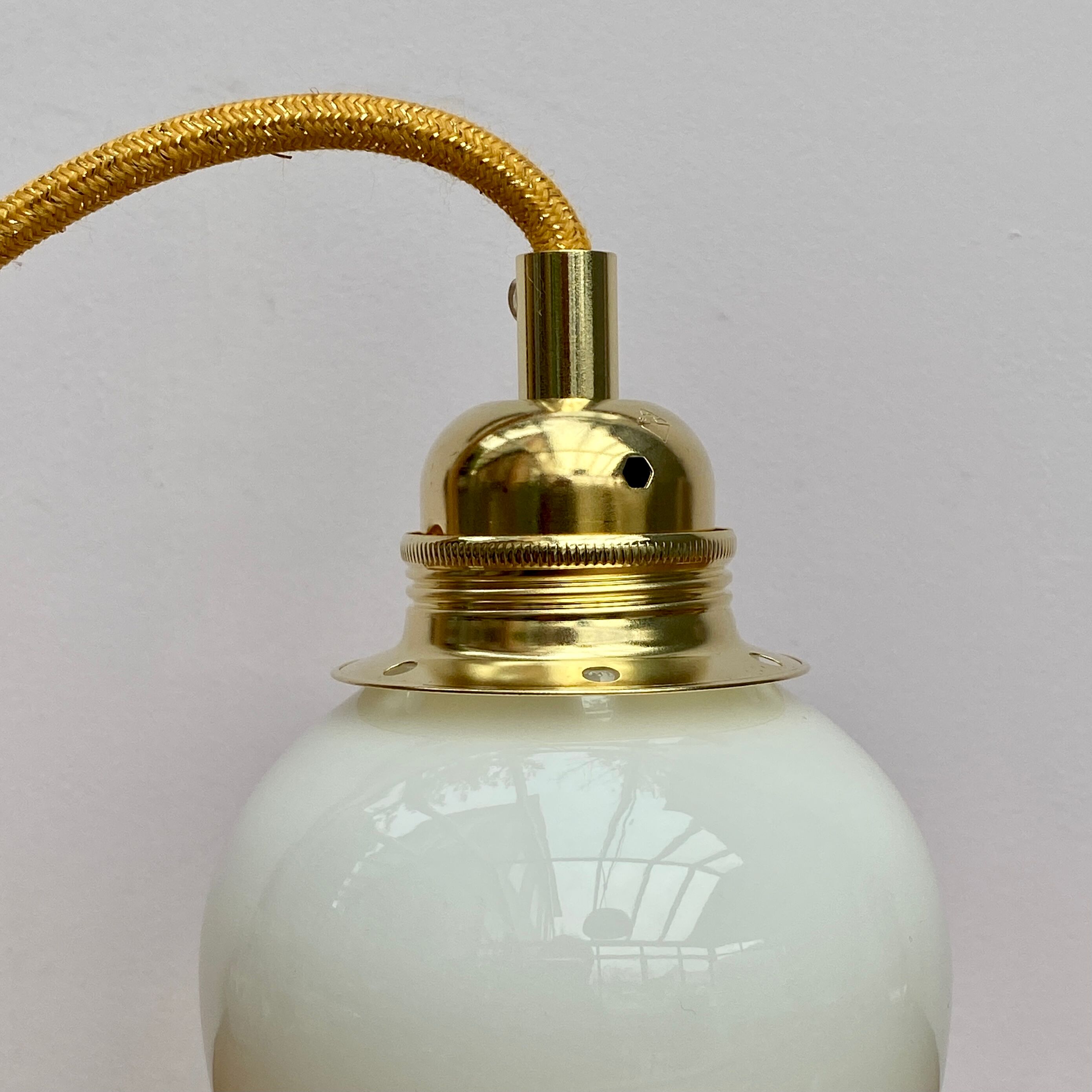 Vintage tulip hanging lamp in white opaline