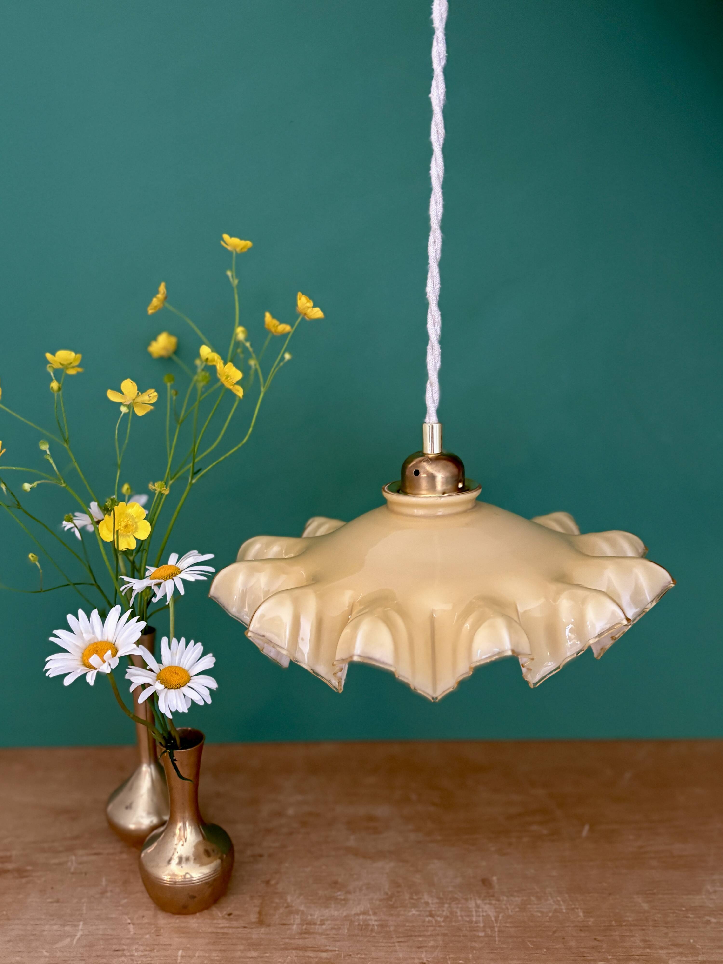 Vintage yellow opaline pendant light