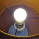 Ceramic lamp 1960 to 70 with velvet lampshade