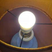 Ceramic lamp 1960 to 70 with velvet lampshade