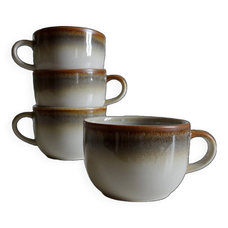 4 enameled stoneware cups