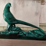 Art Deco Pheasant in Green Ceramic