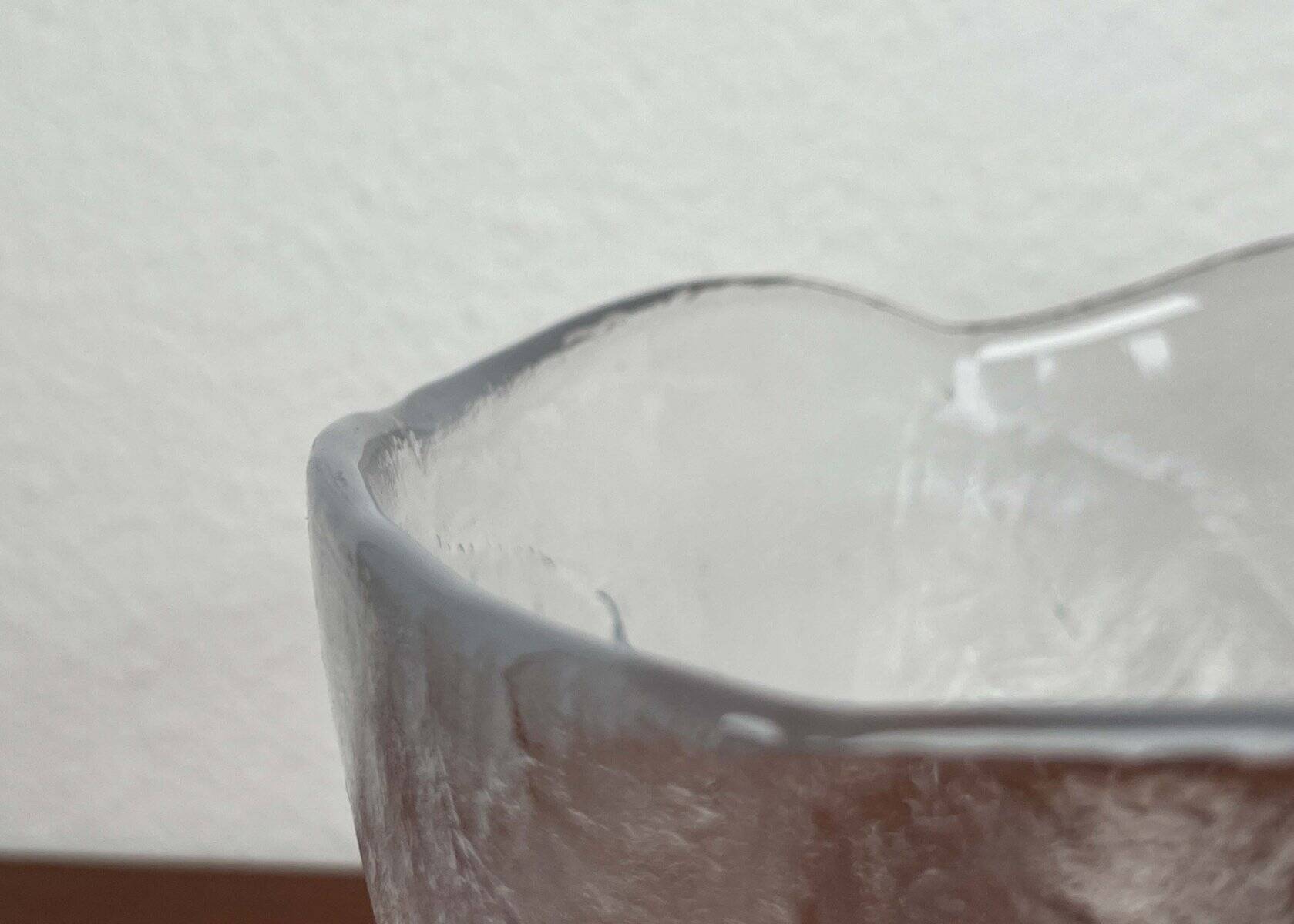 Large vintage Swedish glass bowl with floral decoration by Ann Wärff for Kosta Boda, 1970s.