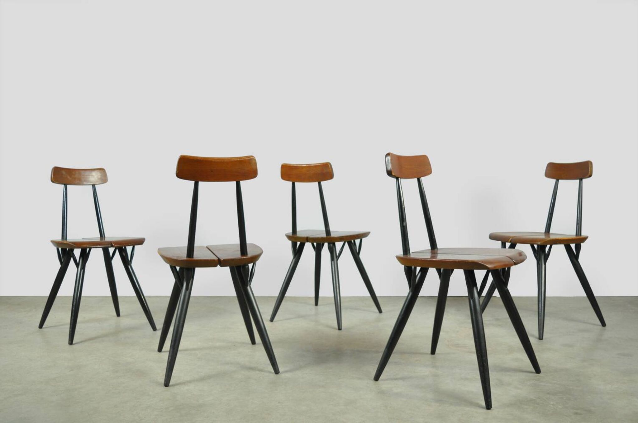 🟡 PIRKKA dining table chairs, Ilmari Tapiovaara, Laukaan Puu, Finland 1950