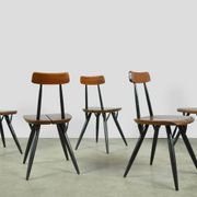 🟡 PIRKKA dining table chairs, Ilmari Tapiovaara, Laukaan Puu, Finland 1950