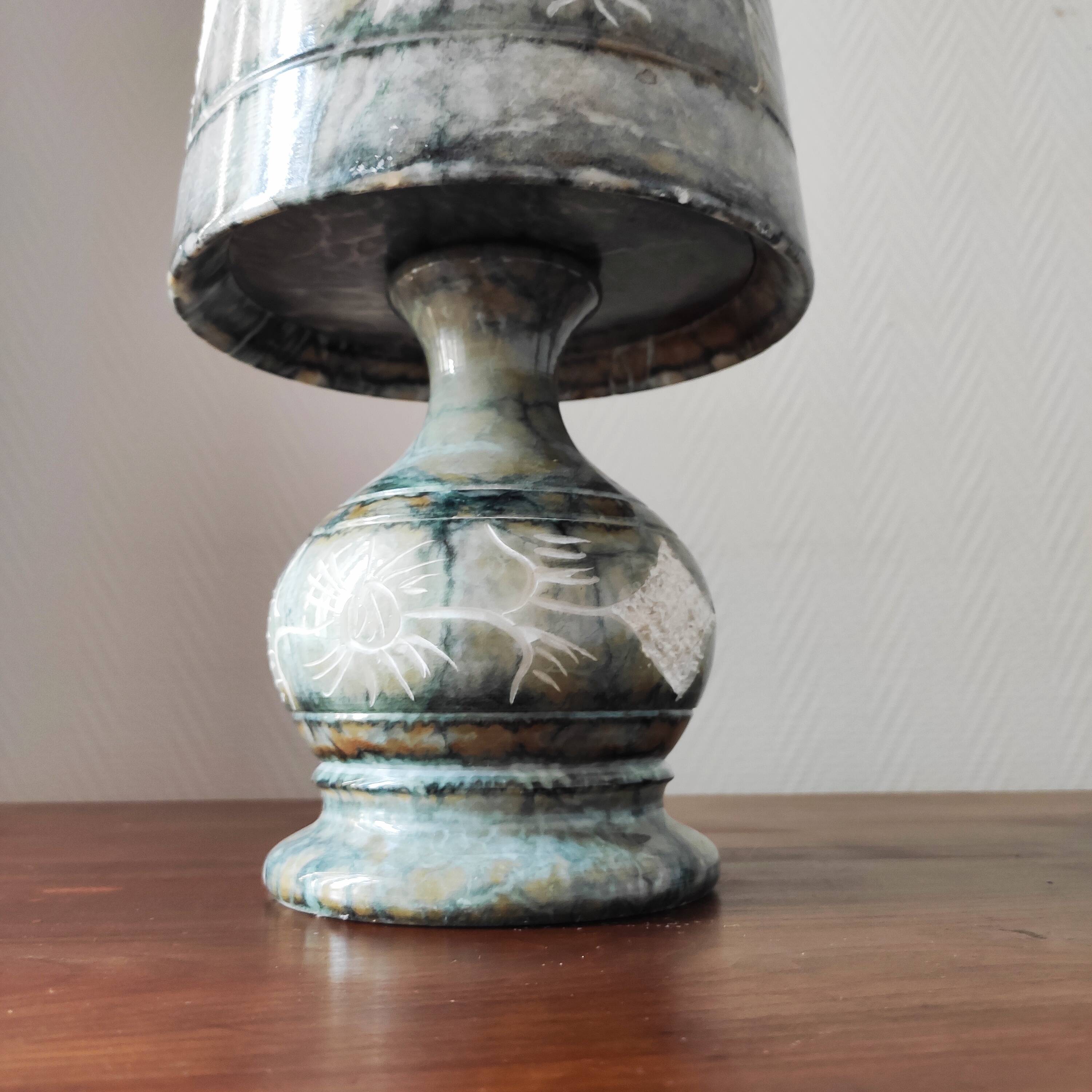 Lampe vintage 70 en onyx gris