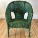 Fauteuil enfant en rotin vert années 60-70