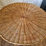 Vintage rattan table iron legs