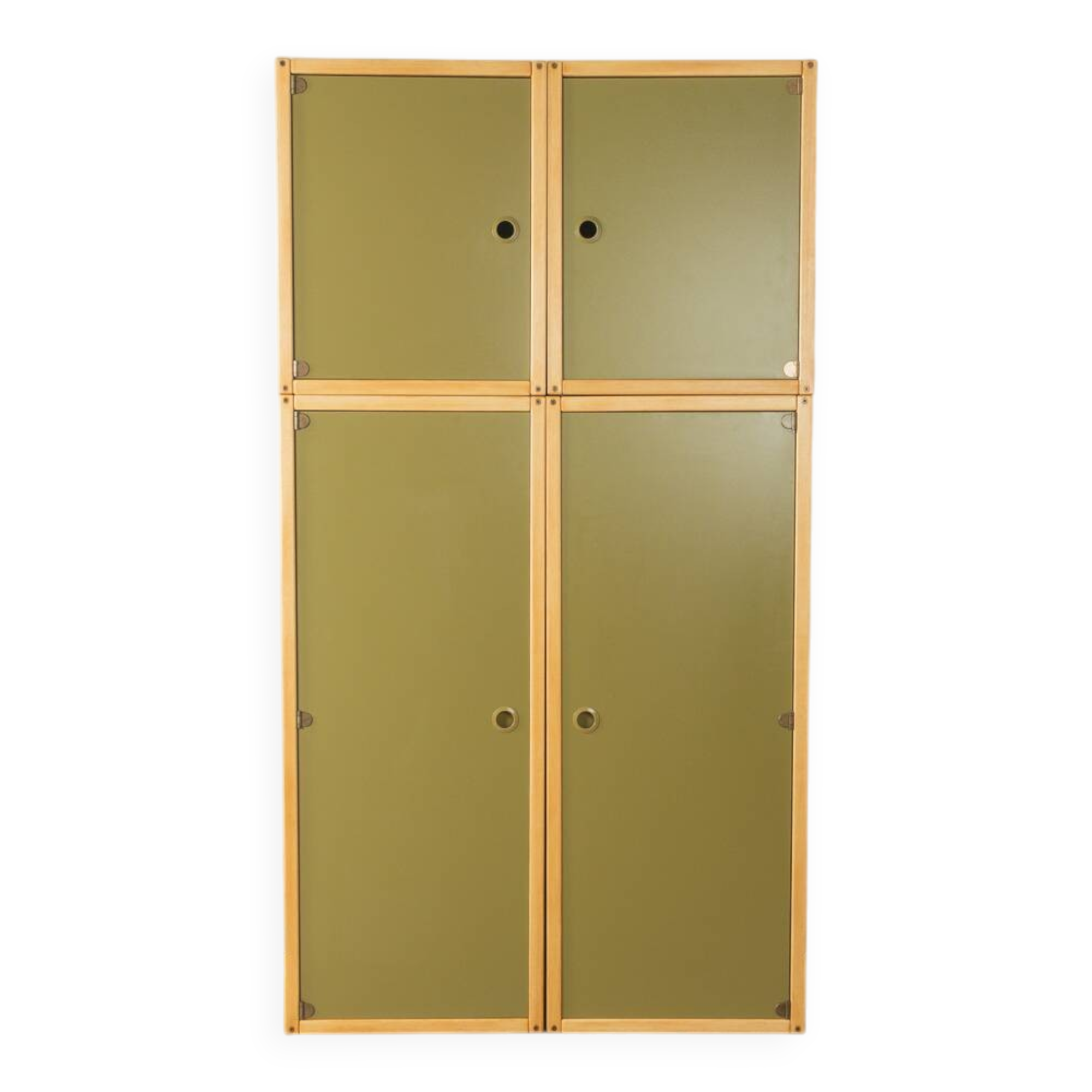 Système d'armoires Flötotto, années 1970, vert, hêtre, 4 pièces
