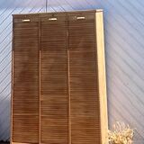 Triple filing cabinet with curtain in raw oak