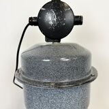 Large Grey Enamel Industrial Factory Lamp from Elektrosvit, 1960s