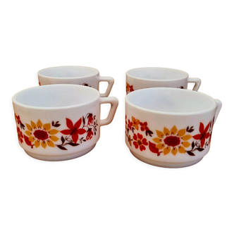 Lot de 4 tasses Arcopal modèle Flore