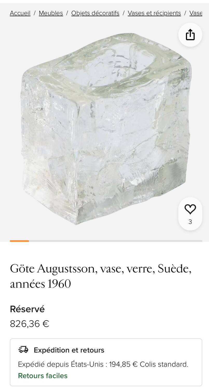 Brutalist vase "Demant" Göte Augustsson - Ruda Glasbruk - Sweden 1960