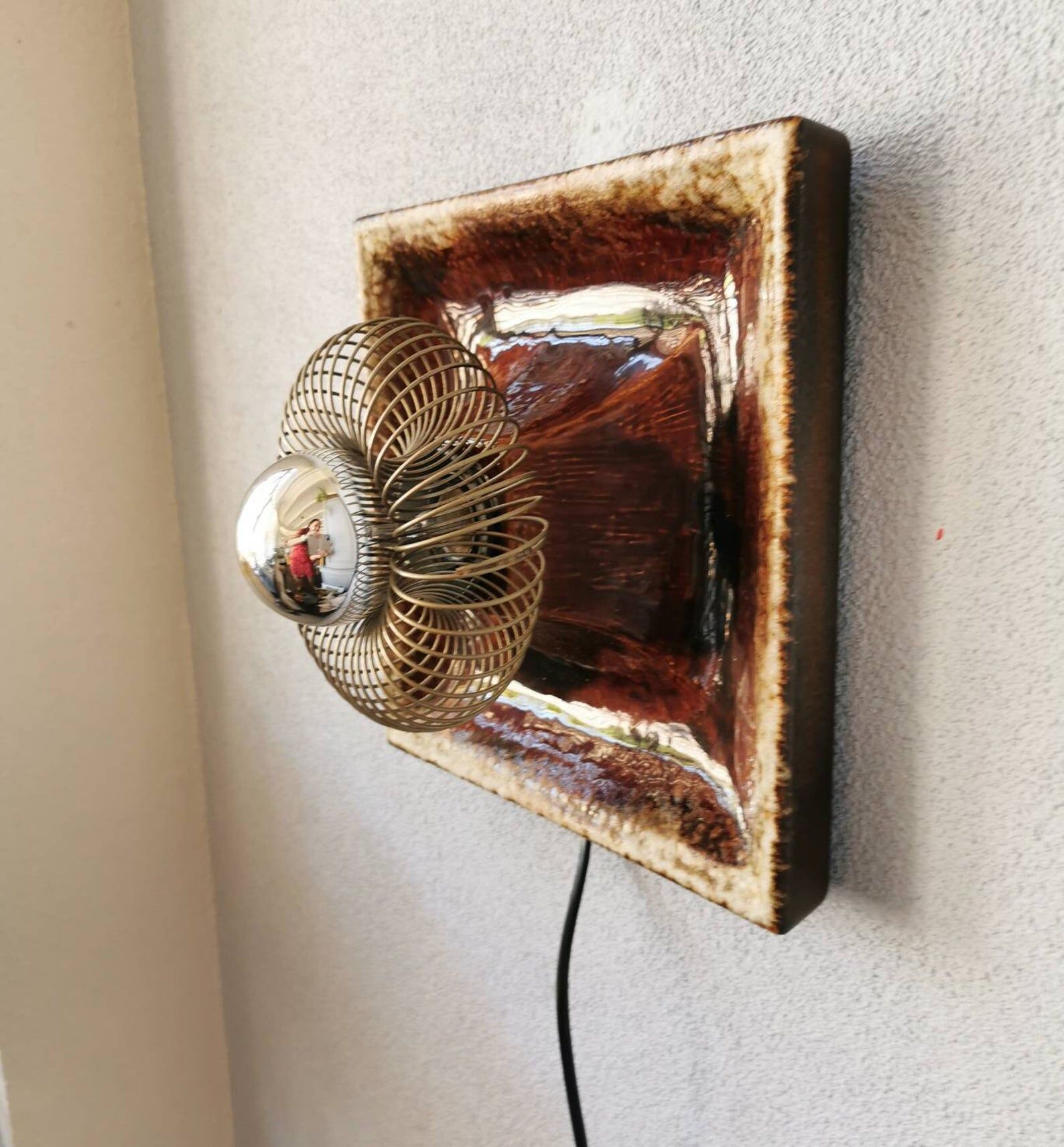 Vintage 1970s ceramic lava applied