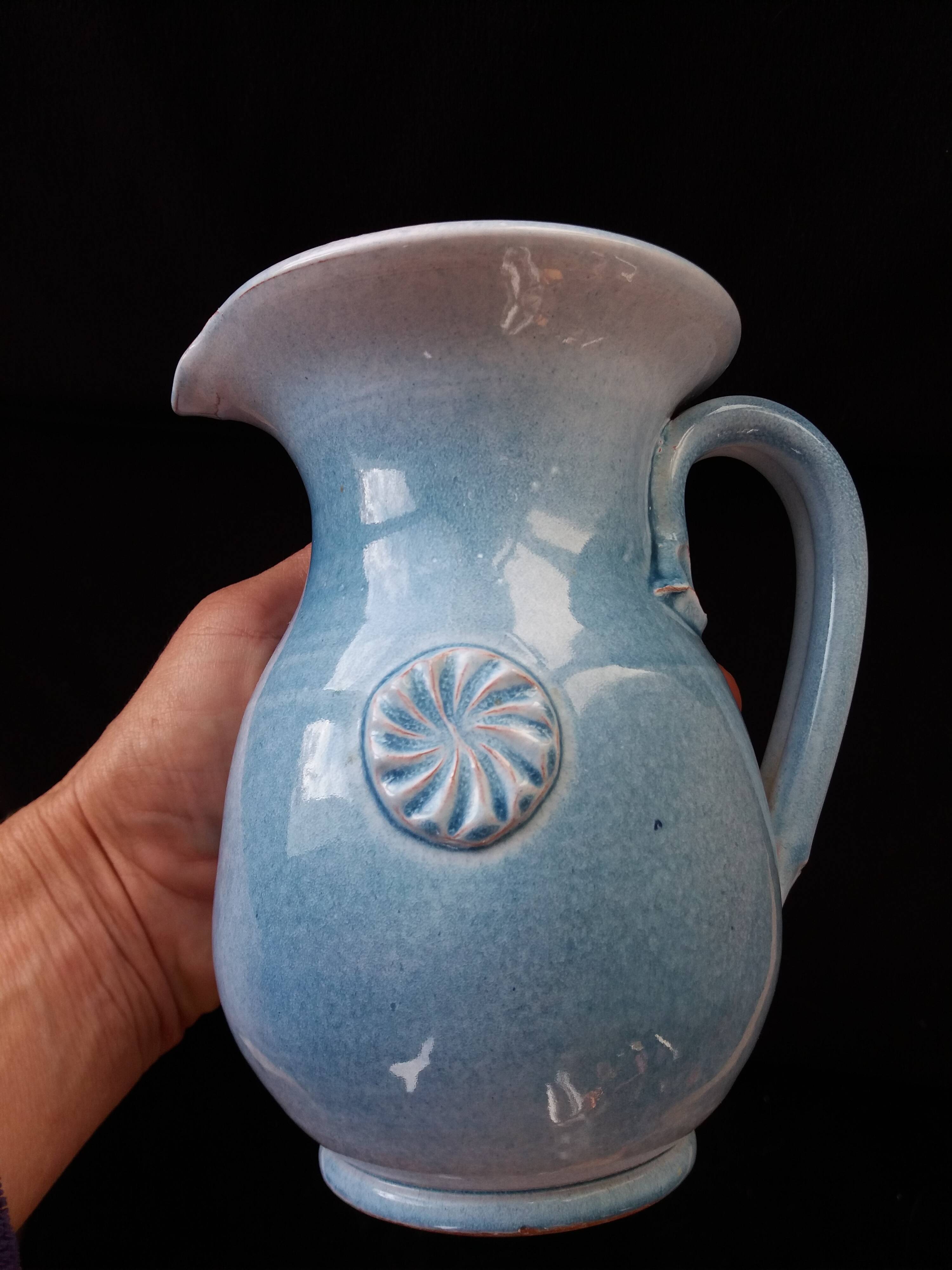 Terracotta pitcher signed Bernard and Geneviève Blanc, Poteries du Queyras