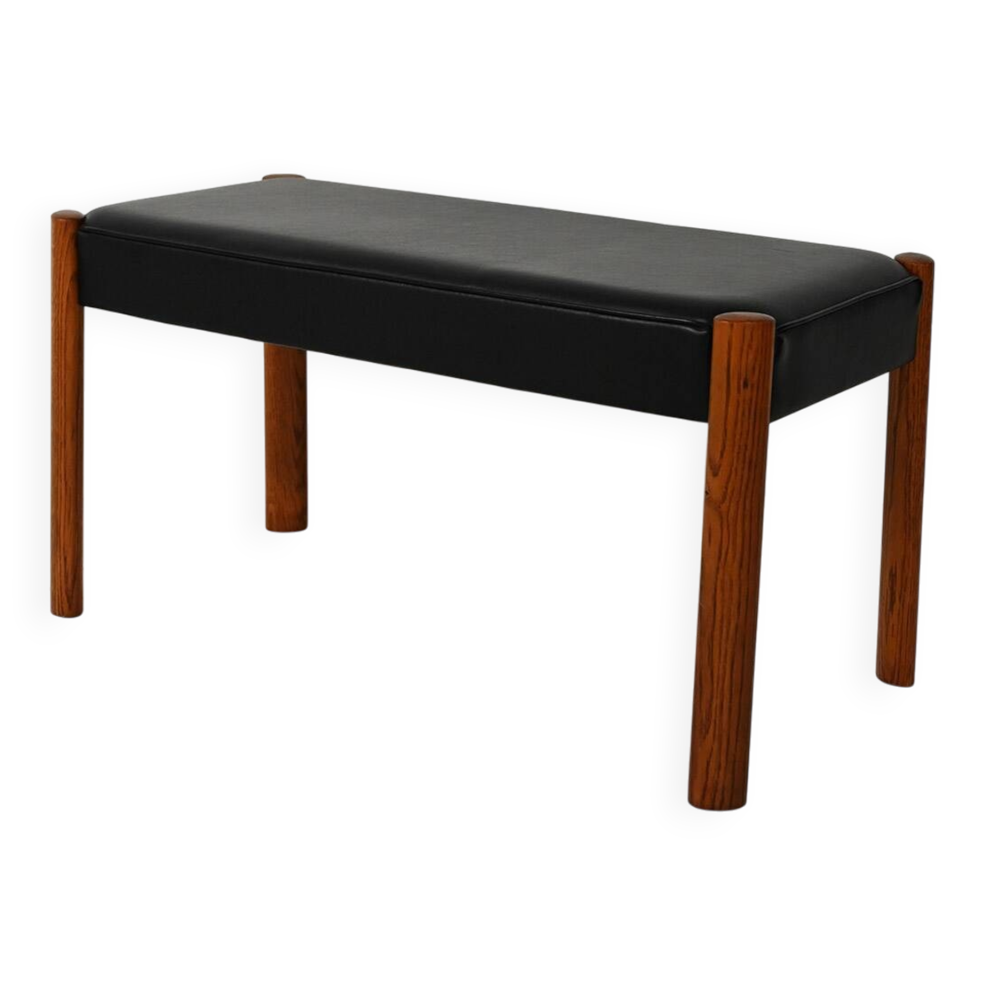 Scandinavian Teak Stool with Leather