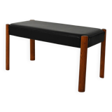 Scandinavian Teak Stool with Leather
