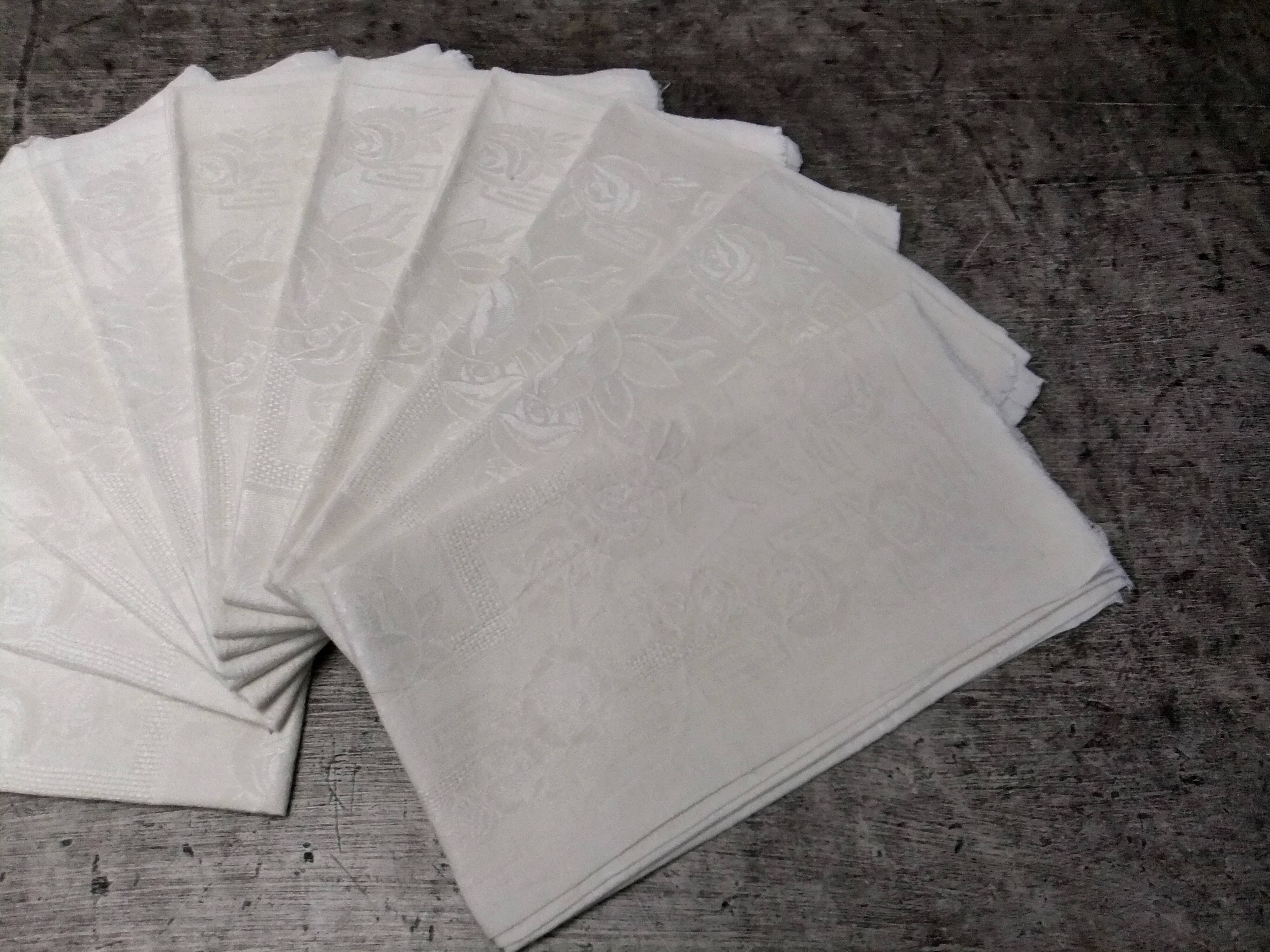 Old art nouveau damask napkins foral 60 cm