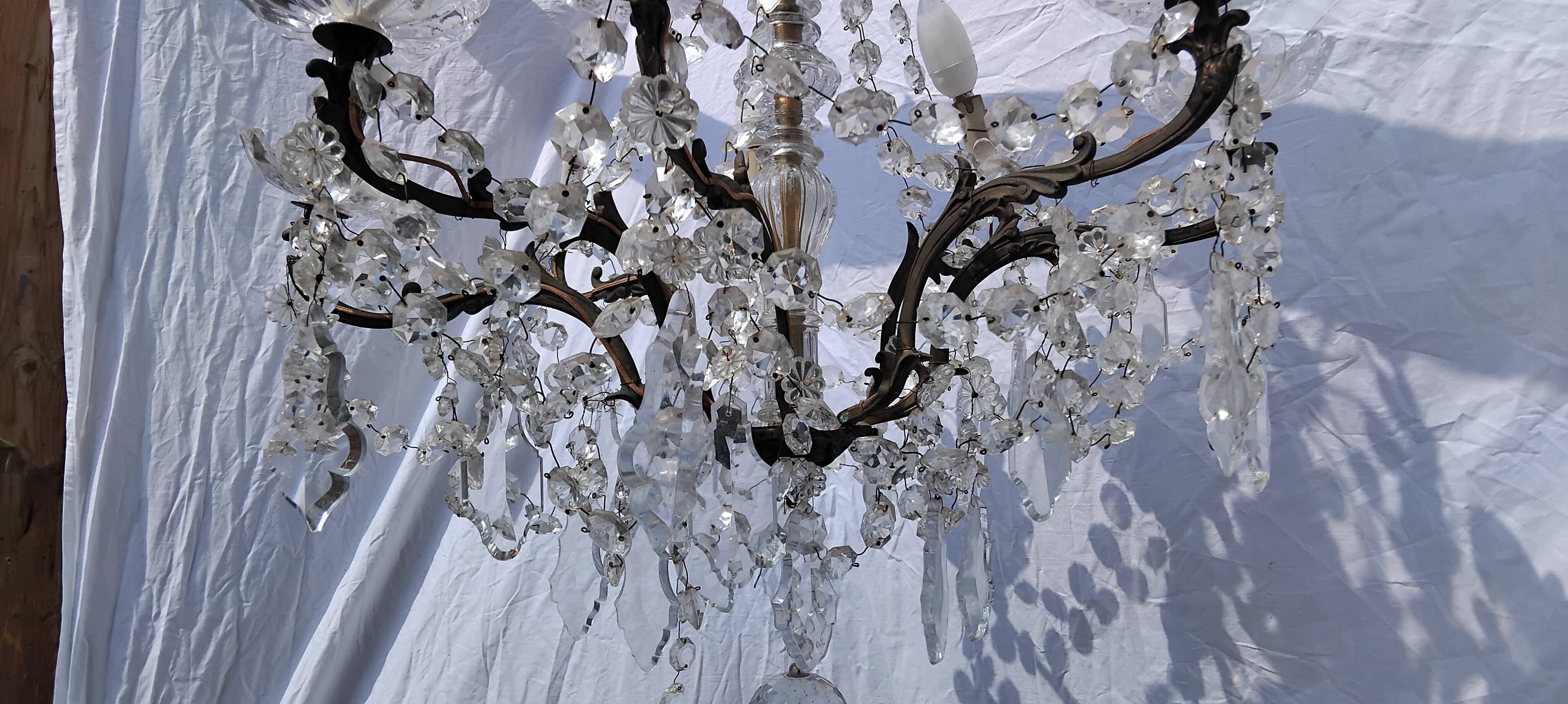4 vintage crystal chandelier pendants