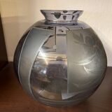 1930s art deco vase from argyl in blown glass with acid-etched floral design