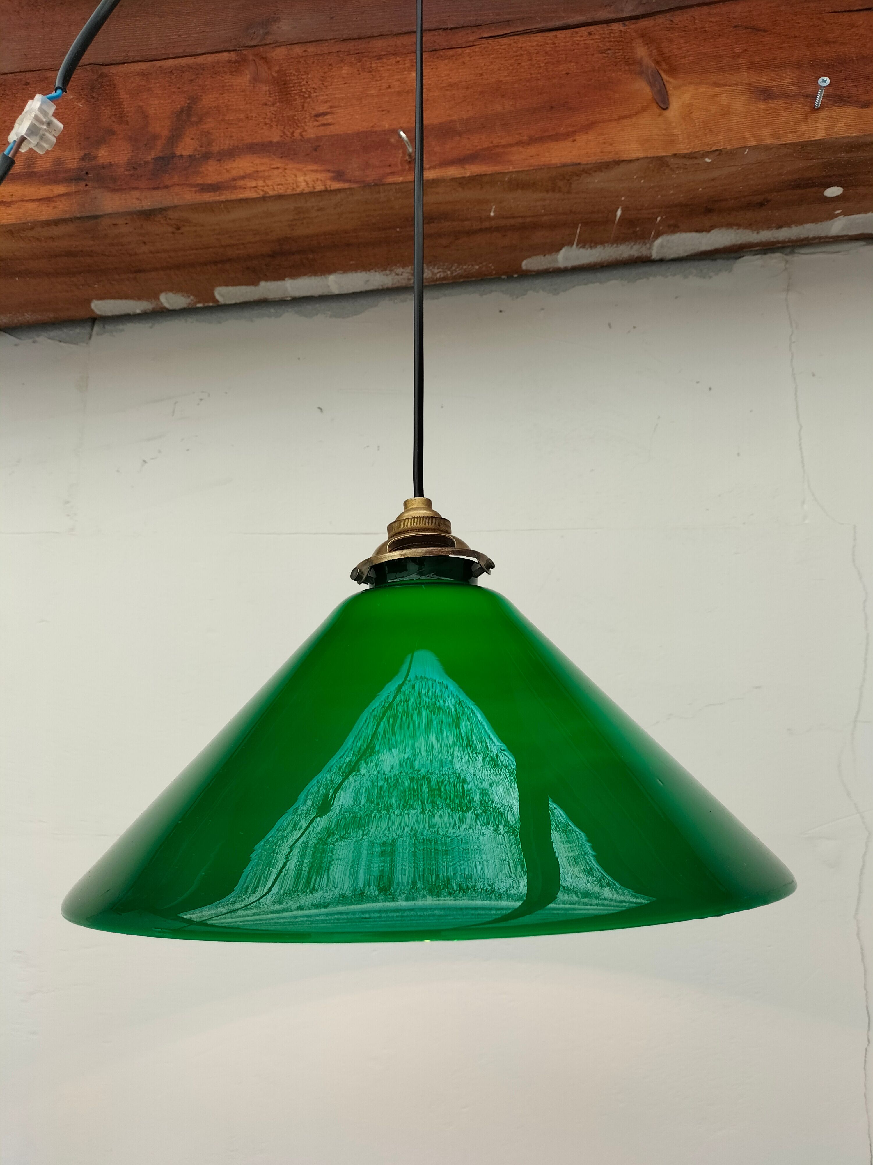 Old green opaline lamp