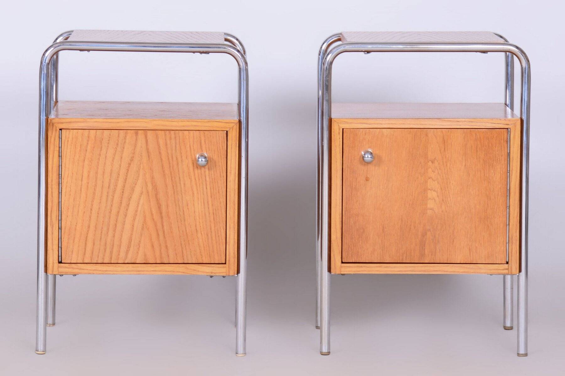 Bauhaus Chrome Bedside Tables attributed to R. Slezák, Former Czechoslovakia, 1930s, Set of 2