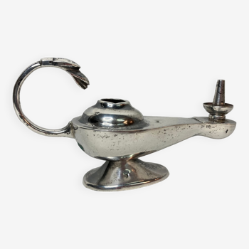 Old silver oil lamp with hallmarks from the end of the 19th century