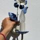 Pair of blue metal floral wall lights