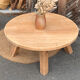 Antique round coffee table in raw solid oak.