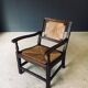 Low Arts & Crafts Oak & Rush Armchair, Belgium 1920s