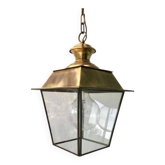 Glass and gold metal lantern pendant light