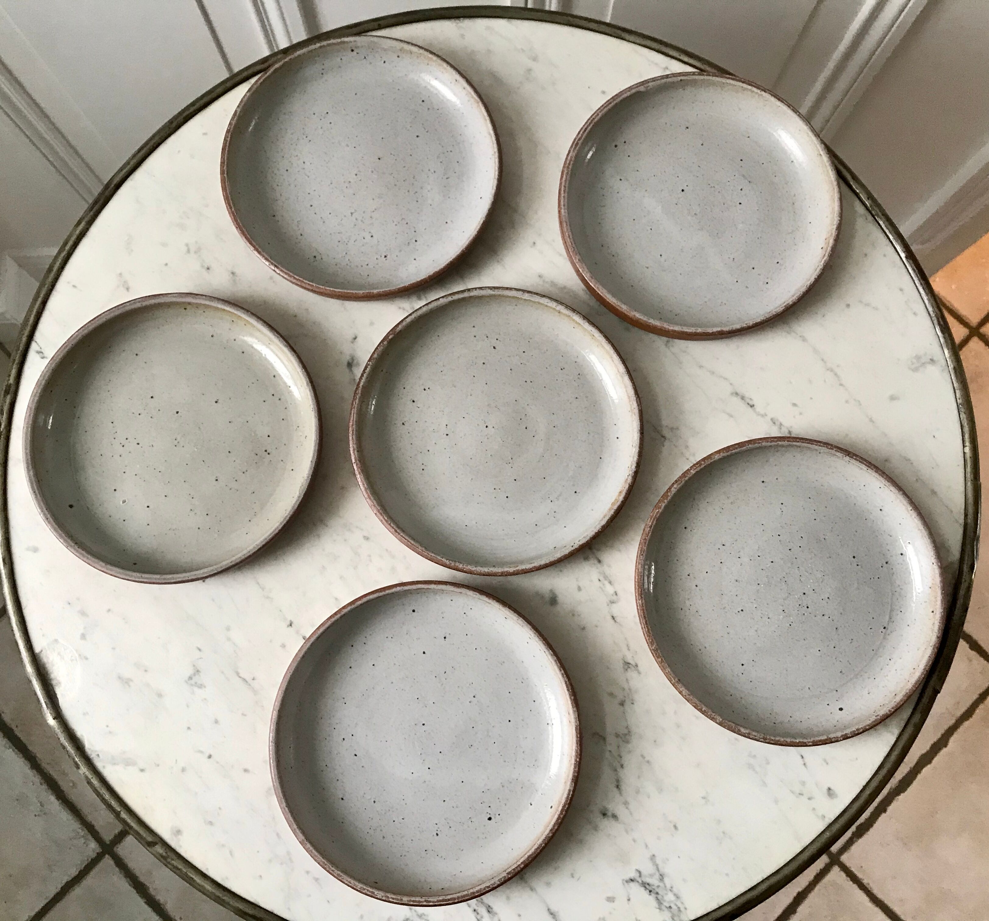 Set of 6 dessert plates in glazed stoneware 60s-70s