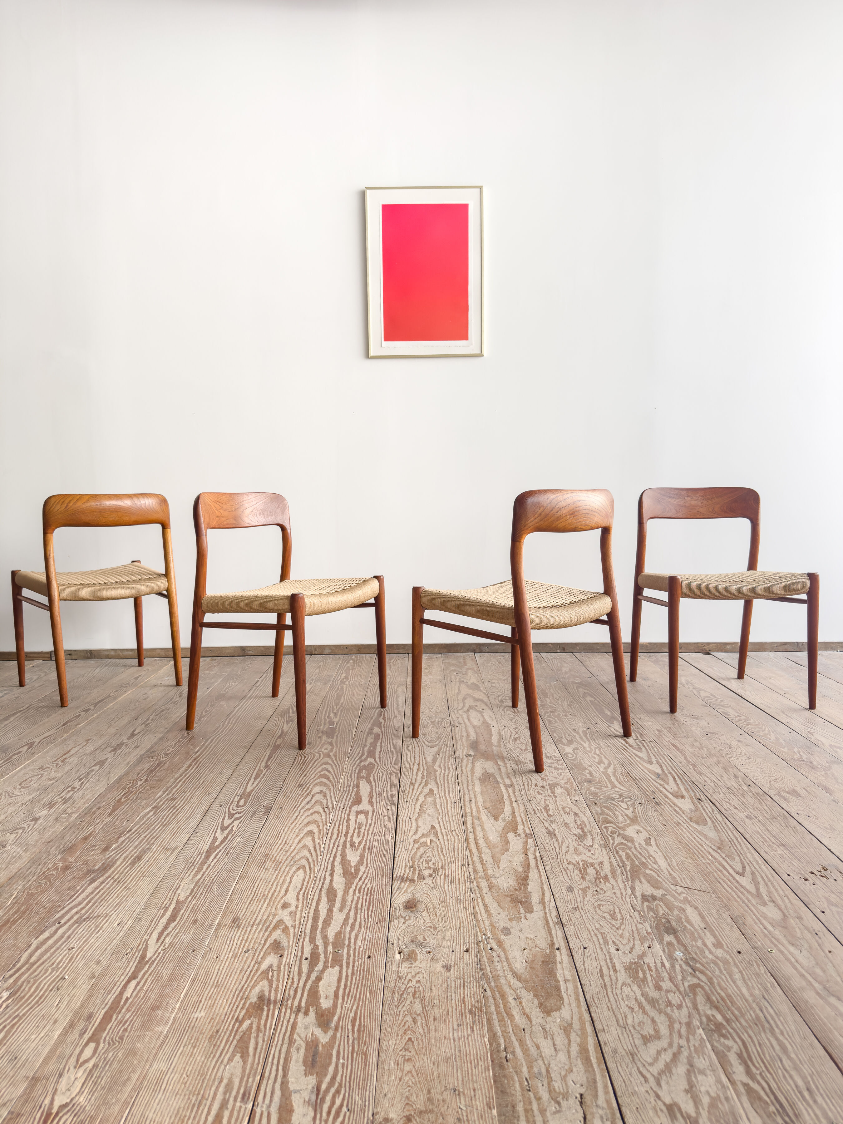 Ensemble de 4 chaises de salle à manger modèle 75 en teck, Niels O. Møller