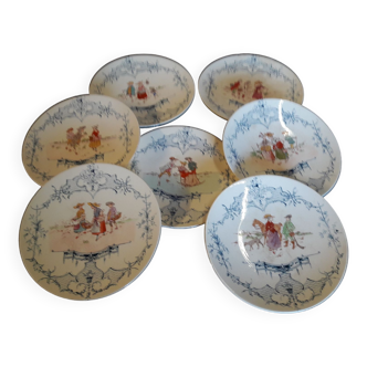 Set of seven Sarreguemines dessert plates