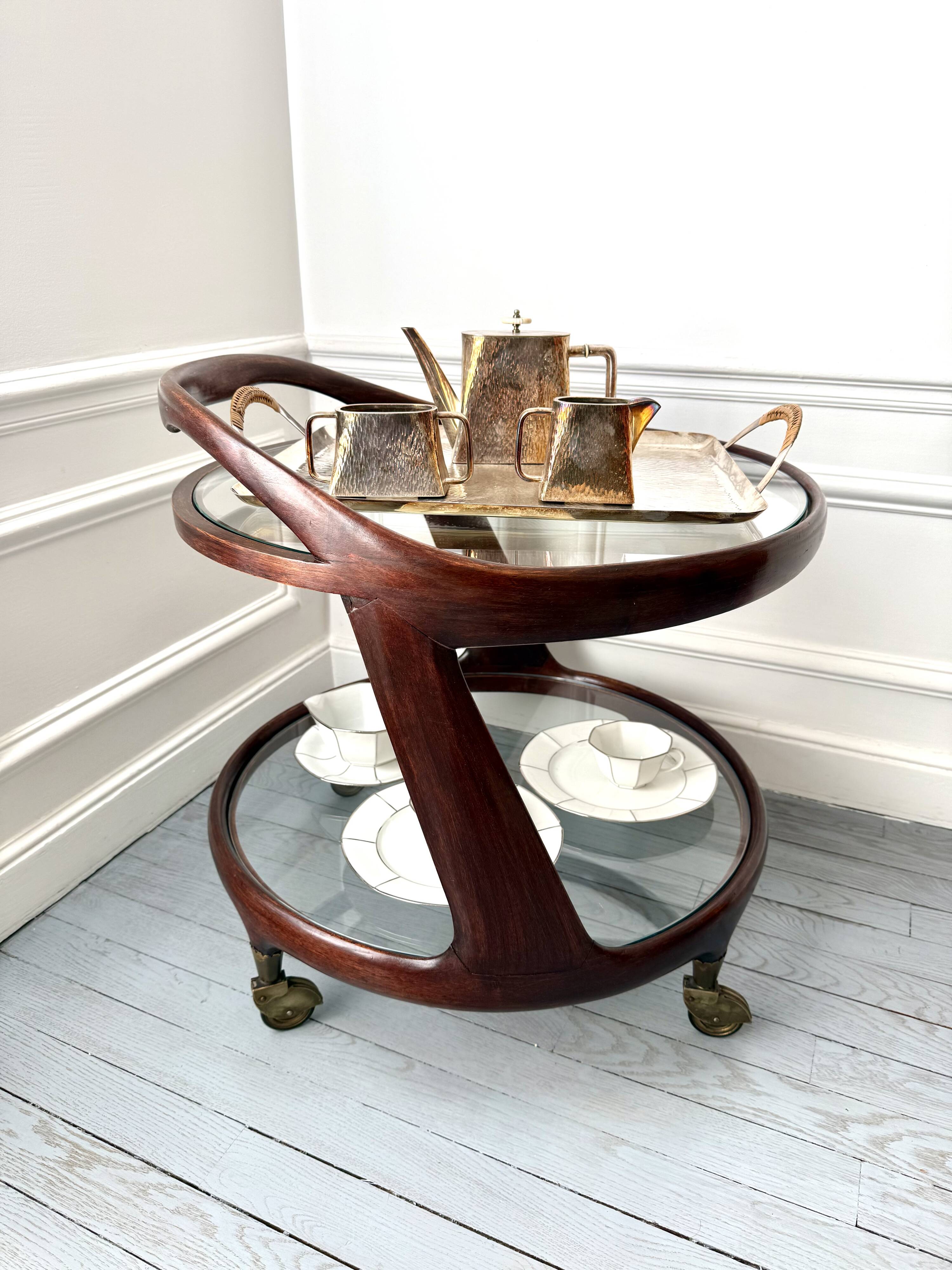Cesare Lacca rolling coffee table service trolley