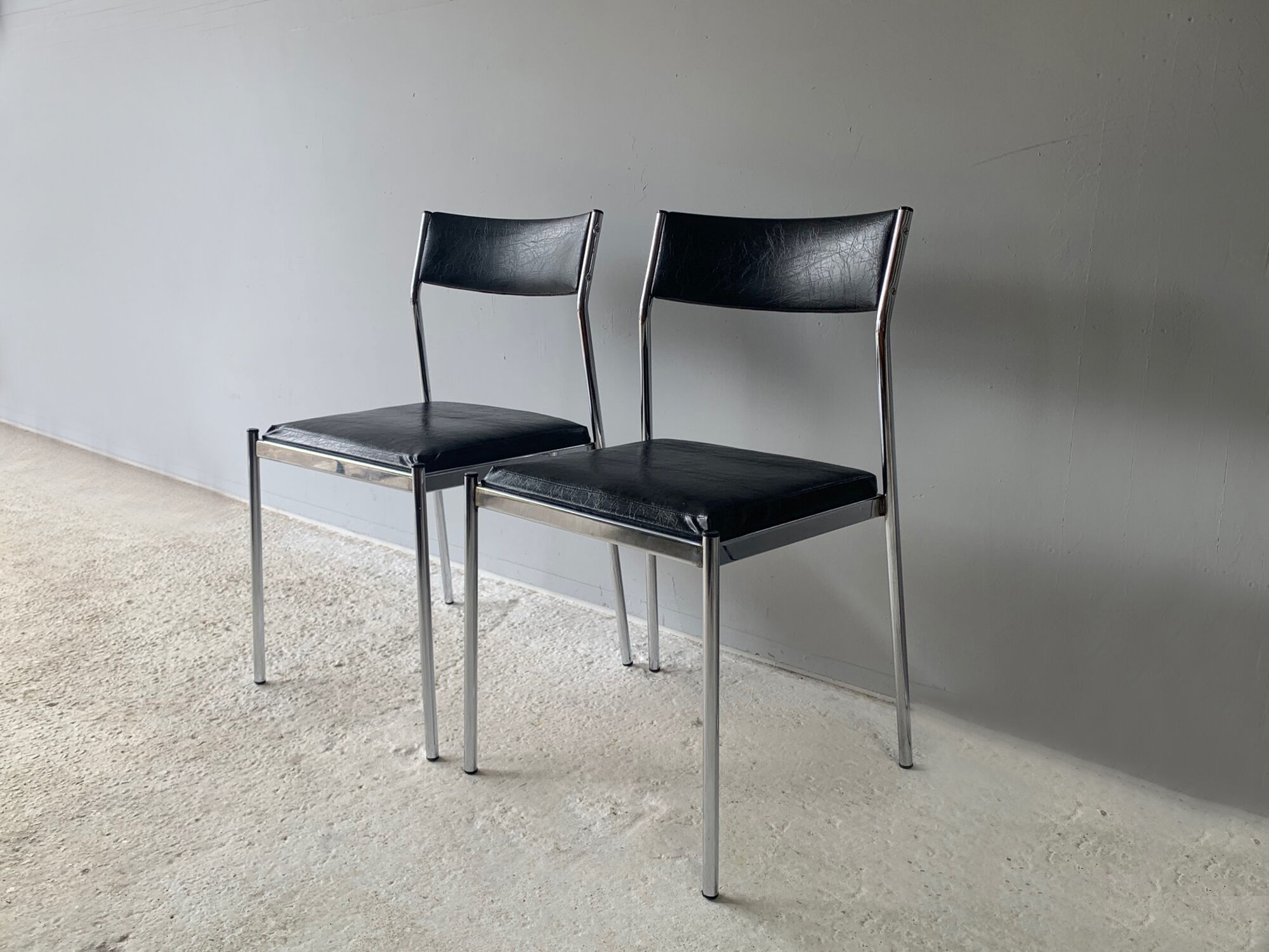 4 1960’s Belgian mid century leatherette dining chairs by ‘Tavo’