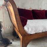 Empire style daybed (19th century) + new mattress (sleeping area 180x73cm), walnut chaise longue