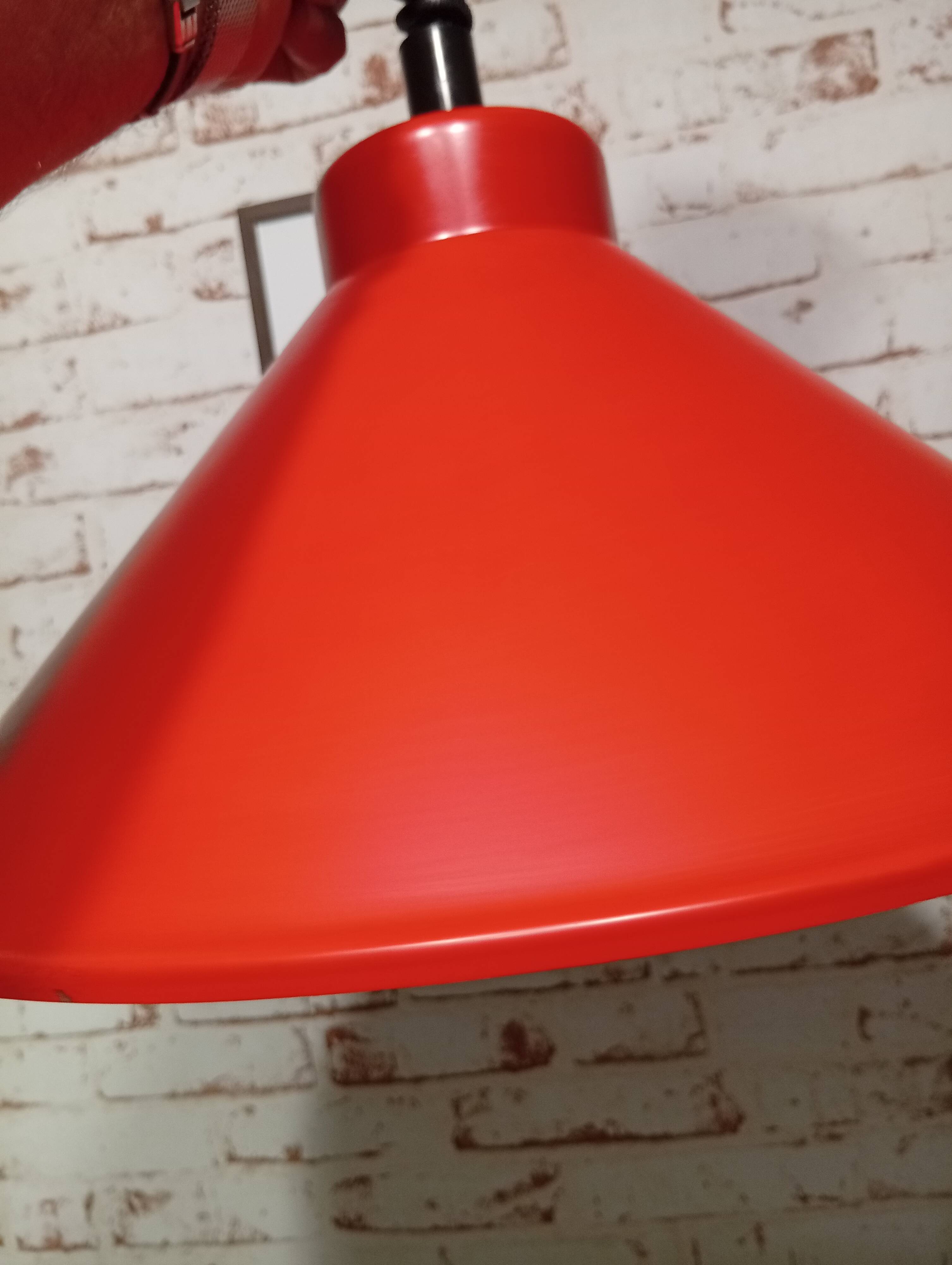 Vintage up and down pendant light in red and white lacquered metal