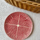 Round plate pink cabbage earthenware