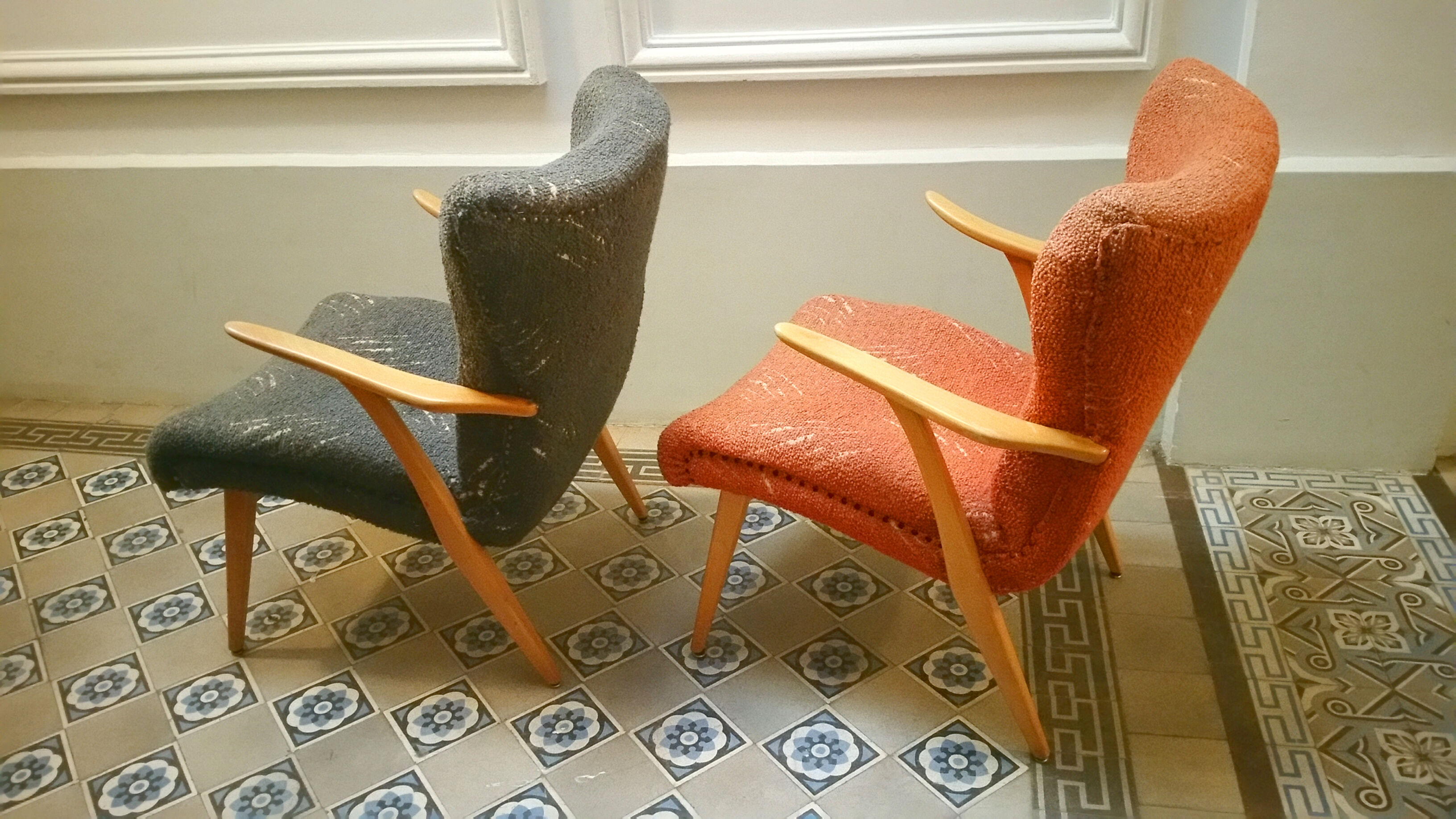 Fauteuils Zig Zag scandinaves années 50 60