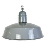 Industrial Grey Enamel Factory Pendant Lamp, 1960s