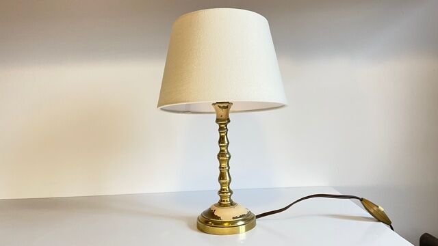 Solid brass lamp and fabric, 60s